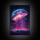 The Cosmic Jellyfish, Under The Sea Galaxy Art Mashup, Framed Canvas Print