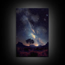 Starry night sky over the plains of Texas,  beautiful farmhouse art, primitive art, framed canvas print