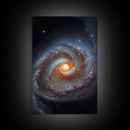 Close up view of a spiral galaxy, space art, framed canvas print, astronomy art