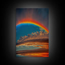 Rainbow Art, Framed Canvas Print, Rainbow Painting, Colorful Cloudy Sky wall decor