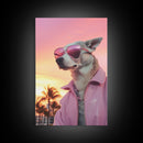 Chihuahua Wall Print, Dog Wall Art, Dog Sunglasses, Dog In Pink Jacket, Funny Art, Framed Wall Art, Framed Canvas, Wall Print, Wall Canvas