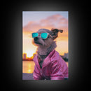 Shih Tzu Wall Print, Dog Print, Dog Sunglasses, Dog In Pink Tracksuit, Funny Art, Framed Wall Art, Framed Canvas, Wall Print, Wall Canvas