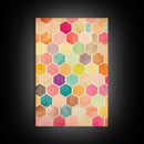 Hexagon Art, Mid Century Art Print, Framed Modern Art, Geometric Art, Mid Century Modern Wall Art, Colorful Art, MCM Style Canvas Art
