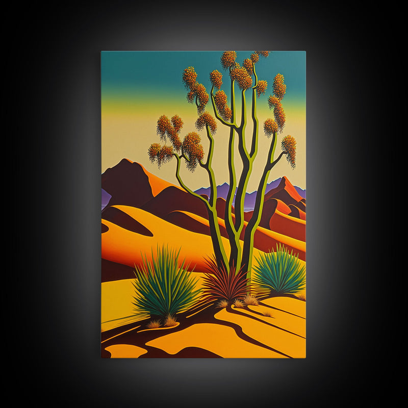 Watercolor of a Desert Landscape, Arizona Southwest Art, Framed Canvas Print, Landscape Painting