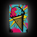 Pop Art Ice Cream, Psychedelic Ice cream cone, framed canvas print, large wall art, wall decoration, ice cream shop art