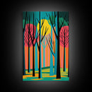 Vintage Style Art, Framed Canvas Prints, Lake and Pine Tree Forest Landscape, Florida Everglades at Sunset,  Pop Art