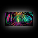 The Secret Grove, Fantasy Art, Pop Art Forest Landscape, Framed Canvas Print, Colorful Forest Painting, Living Room Art