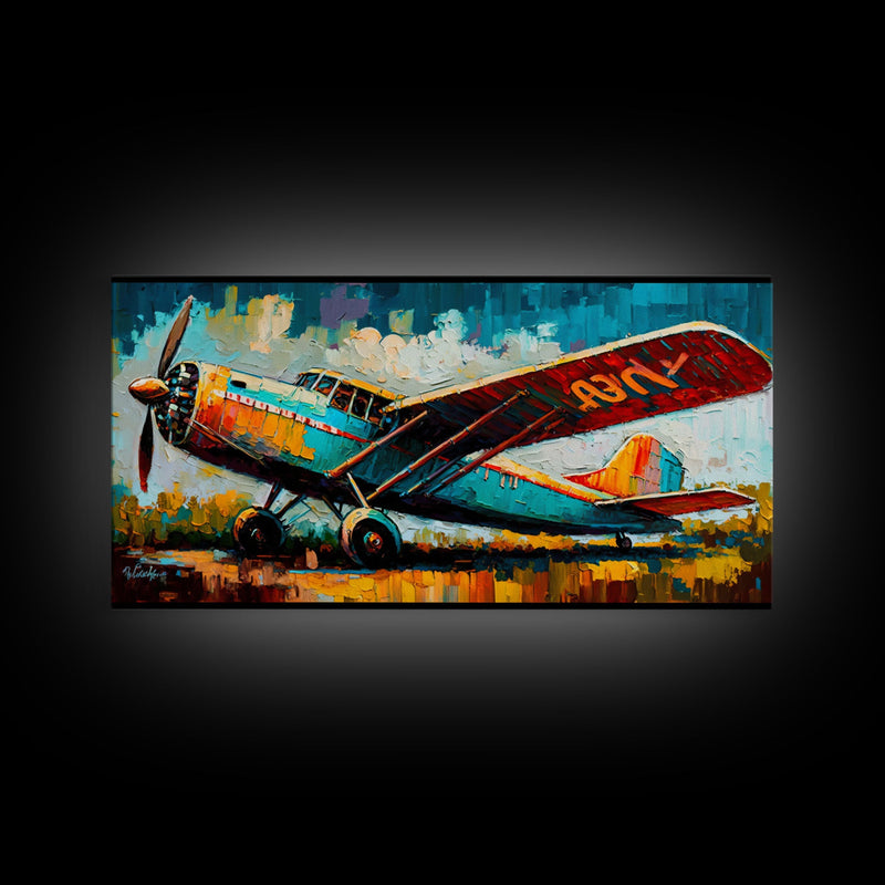 Aeroplane Art, Antique Airplane Painting Canvas Print, Framed Canvas Art, Above Sofa Art, Gift for RC Plane Pilot