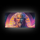 Norse God Freyr, Framed Canvas Print, Vaporwave Style Norse Mythology Art, Retro Vibes