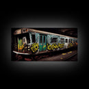 Graffiti Subway Car - Cool Wall Art -Framed Canvas Print - Unique Wall Decor - Framed Art - Train Car With Graffiti