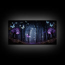 Glowing Butterflies, Framed Canvas Print, Fantasy Decor, High Fantasy Canvas Art, Fairy Forest