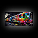 Subway car graffiti art, wall decor, train box car, ready to hang canvas print wall art, rainbow train wall art