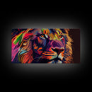 Pop Art Lion Framed Canvas Print Wall Art , Natural And Vivid Wall Decor , Modern Wall Art, Extra Large Wall Art, Lion Watercolor Painting
