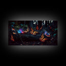 Glowing butterflies, fantasy forest wall art, framed canvas print, mother's day, mom gift, monarch butterflies