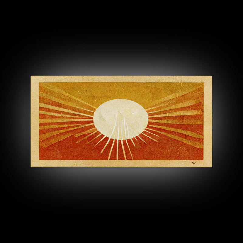 Abstract Midcentury Modern Sunburst, Canvas Print, Art Deco Style wall art, sun with sun rays, sun burst, boho style, ready to hang