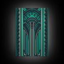 Art Deco Pattern Wall art, Framed Canvas Print, Art Deco, Green colors art, Patterns art, Office wall art, Wonderful art, Stained glass art