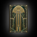 Art Deco Wall art | Framed Canvas Print | Art Deco | Gold & green art | Beautiful art | Midcentury Modern | Office decor | Stained glass art