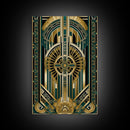 Art Deco Pattern Wall art | Framed Canvas Print | Art Deco | Gold & green art | Wonderful art | Lines art | Geometric art | Living room art