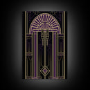 Art Deco Wall art, Framed Canvas Print, Art Deco, Gold & purple art, Living room art, Stained glass art, Office decor, Abstract art