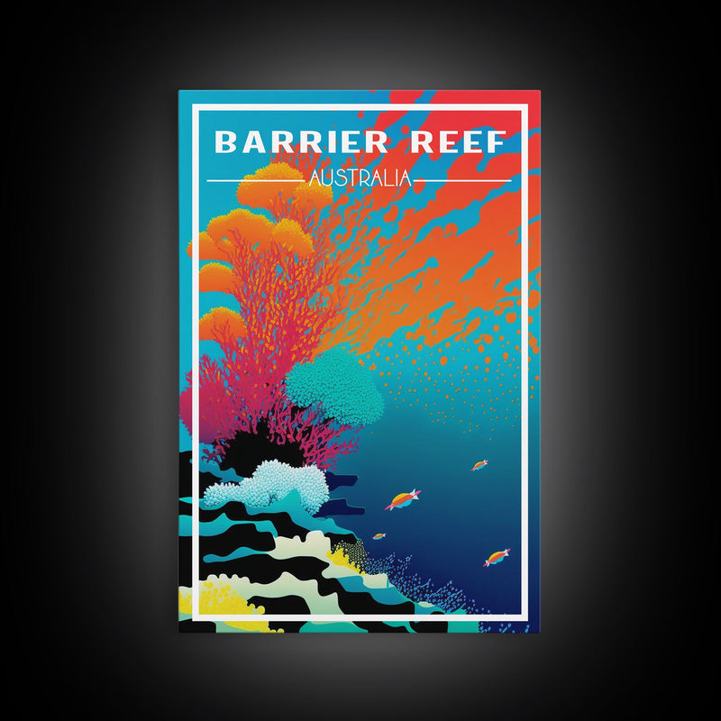 Barrier Reef Art Print, Australia Poster, Queensland Poster, Travel Wall Print, Travel Poster, Travel Wall Art, Canvas Wall Print