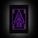 Neon Lights Purple Ace Of Spades Wall Decor, Poker Wall Art, Cards, Minimalist Print, Wall Decor, Canvas Print, Wall Art, Framed Canvas