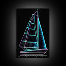 Teal Sail Boat Wall Decor, Ocean Art Print, Line Art, Minimalist Print, Wall Decor, Canvas Print, Wall Art, Framed Canvas