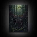 Butterfly Wall Decor, Butterfly In Woods, Green Wall Art, Insect Wall Decor, Wall Decor, Canvas Print, Wall Art, Framed Canvas