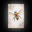 Honey Bee Wall Art, Insect Wall Decor, Nature Art, Bee Painting, Minimalist Wall Art, Wall Decor, Canvas Print, Wall Art, Framed Canvas Art
