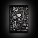 Collection of Trinkets Wall Art, Weird Wall Art, Black And White, Minimalist Print, Wall Decor, Canvas Print, Wall Art, Framed Canvas