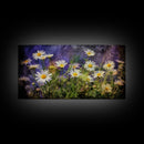 Wildflowers Wall Decor, Floral Wall Art, Nature Print, White Daisies, Panoramic Wall Decor, Canvas Print, Wall Art, Framed Canvas Art