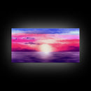 Ocean Sunset Wall Decor, Purple Sunset, Seascape Art, Nature Wall Decor, Panoramic Wall Decor, Canvas Print, Wall Art, Framed Canvas Art