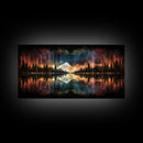 Vibrant Landscape Wall Art, Reflection Wall Decor, Abstract Art Print, Panoramic Wall Decor, Canvas Print, Wall Art, Framed Canvas Art