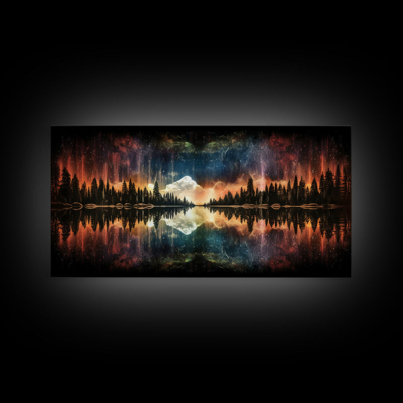 Vibrant Landscape Wall Art, Reflection Wall Decor, Abstract Art Print, Panoramic Wall Decor, Canvas Print, Wall Art, Framed Canvas Art