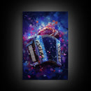 Cosmic Accordion, Instrument Print, Framed Canvas Print Or Poster, Gift For Musician