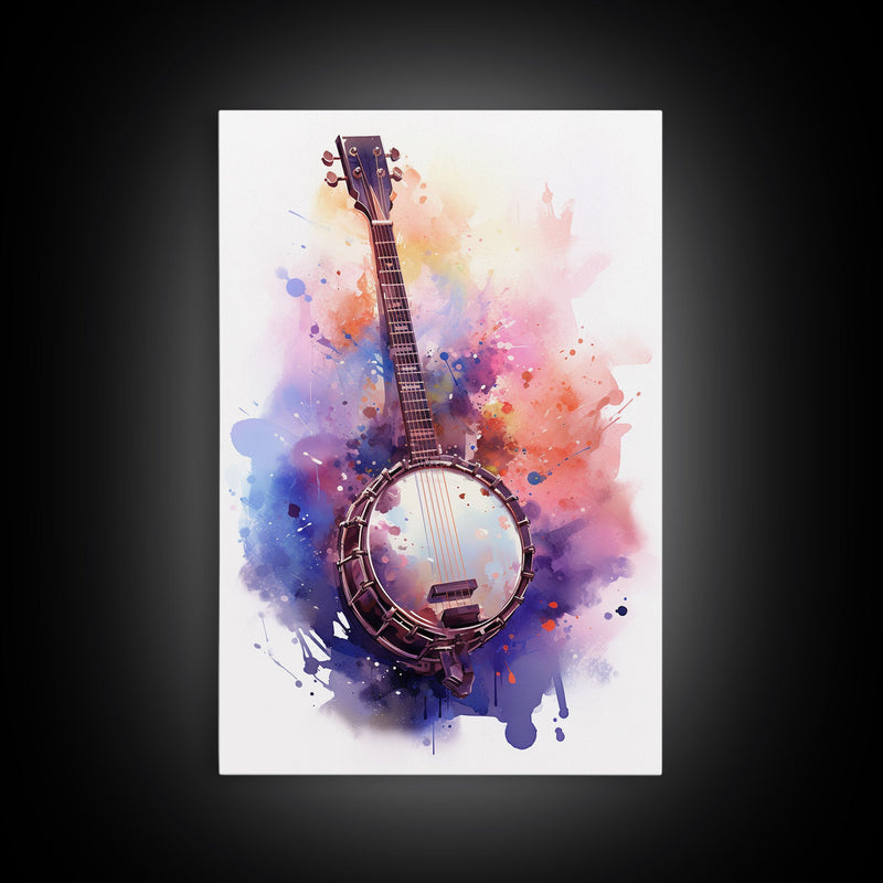 Banjo Gift, Banjo Wall Art Canvas Print, Country Music Art, Guitar Art, Banjo Poster Print, Banjo Gifts, Musical Art, Southern Music Decor