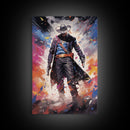 Cosmic Cyberpunk Cowboy Graffiti Art, Framed Canvas Print