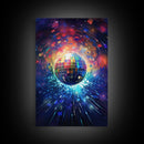 Galaxy Disco Ball, Framed Canvas Print, Music Studio Decor, Graduation Gift