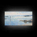 Beach Art, Framed Canvas Print, Wall Art, Woman On The Beach, Oil Painting Abstract Landscape Art, Beach House Art, Beach Painting