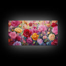 Roses Wall Art, Flowers Wall Print, Vibrant Wall Art, Panoramic Art, Wall Art, Canvas Art, Landscape Art, Birthday Gift, Farmhouse Wall Art
