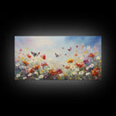 Spring Meadow Print, Butterflies Wall Art, Panoramic Art, Wall Art, Canvas Art, Landscape Art, Wildflower Meadow, Teacher Gift, Kitchen Art
