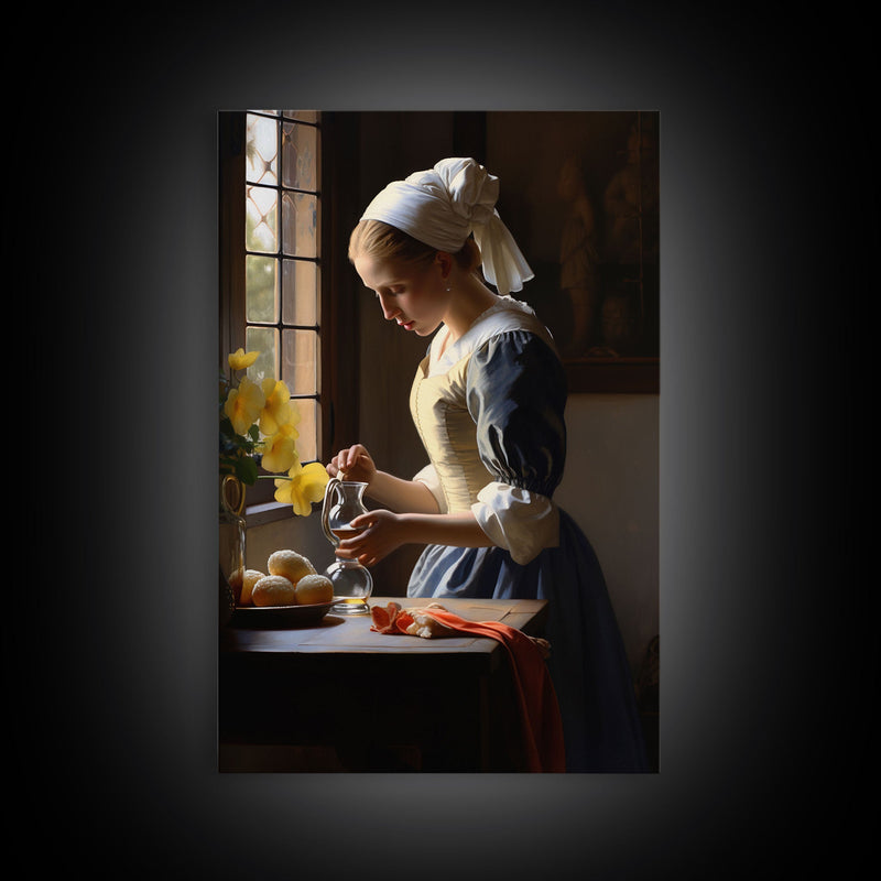 Baroque Art, Vermeer, Inspiration Art, Medieval Wall Art, Dutch Art, Canvas Print, Wall Art, Vertical Art, Country Home Art, Kitchen Prints