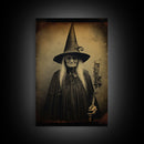 Witch Halloween, Scary Wall Art, Witch Art Print, Dark Art Print, Occult Art, Canvas Print, Wall Art, Vertical Print, Home Decor, Wall Decor