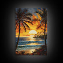 Beach Wall Print, Tropical Wall Art, Sunrise Wall Art, Canvas Print, Wall Art, Vertical Print, Entryway Prints, Dorm Room Art, Office Decor