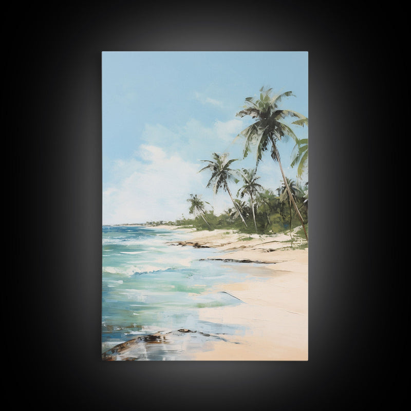 Beach Wall Art, Palm Trees Wall Print, Seashore Wall Art, Tropical Art, Canvas Print, Wall Art, Vertical Art, Living Room Prints, Room Decor