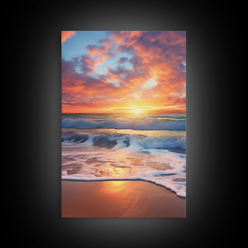 Beach Sunset Wall Art, Nautical Wall Art, Seashore Wall Art, Canvas Print, Wall Art, Vertical Art, Moving Gift, Room Decor, Entryway Prints