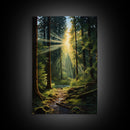 Forest Wall Print, Trees Art Print, Sunset Canvas Print, Wall Art, Vertical Art, Landscape Print, Gift For Boss, College Dorm Decor