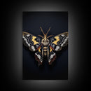 Framed Death Head Moth Canvas Print, Acherontia, Taxidermy Art, Dried Butterfly Print, Bug Wall Art Hanging Decor, Goth Art, Halloween Art