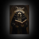 Funny Raccoon Art, Framed Canvas Print Or Poster, Funny Halloween Art, Victorian Raccoon Oil Painting Portrait, Victorian Preacher Raccoon