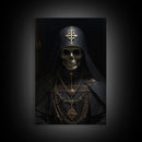 The Preacher, Gothic Skeleton Priest, Spooky Halloween Wall Art, Canvas Print, Framed Halloween Canvas Print, Dark Academia, Goth Art