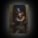Scary Victorian Clown, Coulrophobia, Framed Canvas Print, Victorian Gothic Halloween Art, Oddities and Curiosities, Halloween Decoration